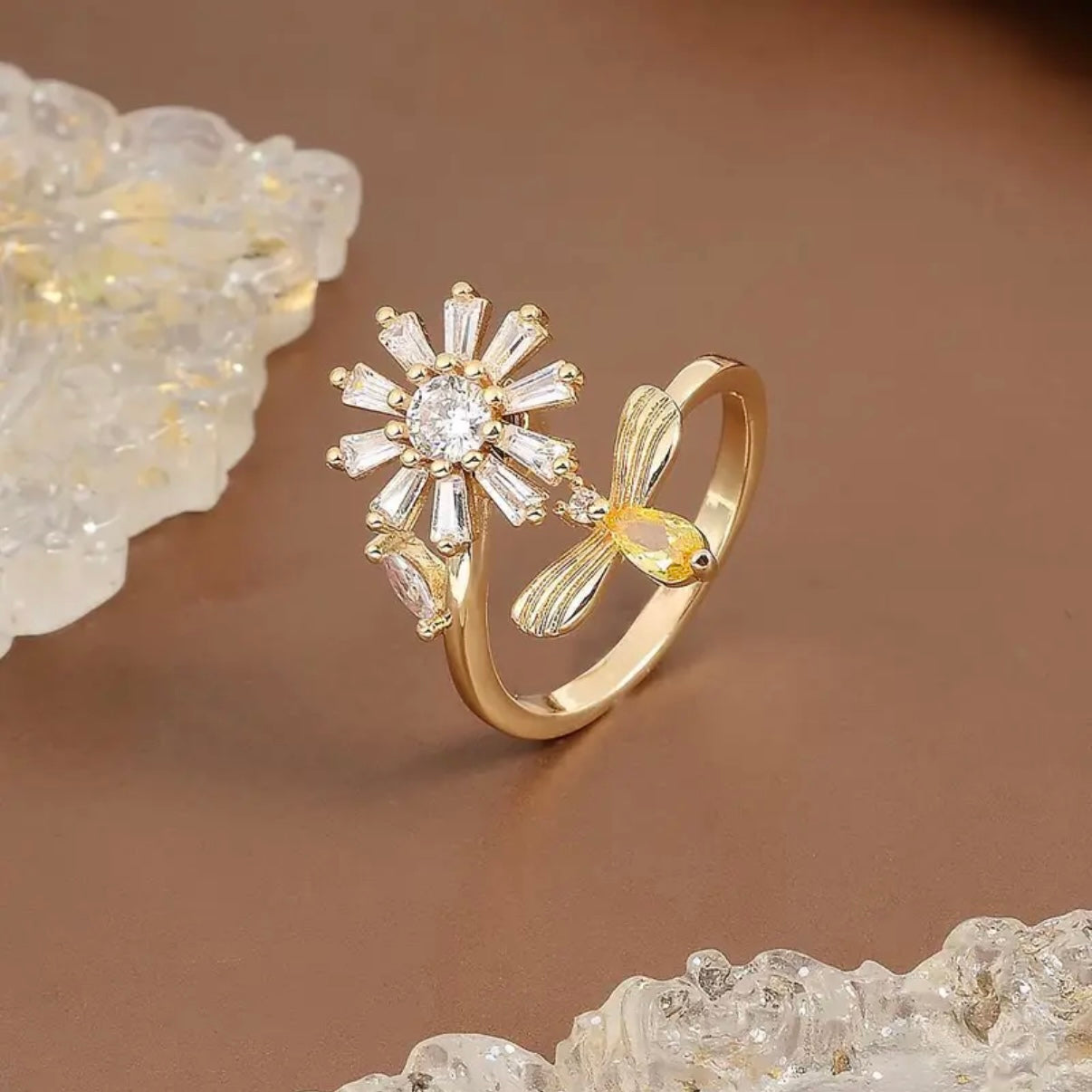 Anxiety ring flower & butterfly