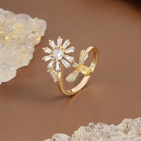 Anxiety ring flower & butterfly