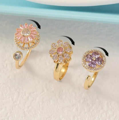3-Pack anxiety rings flower design