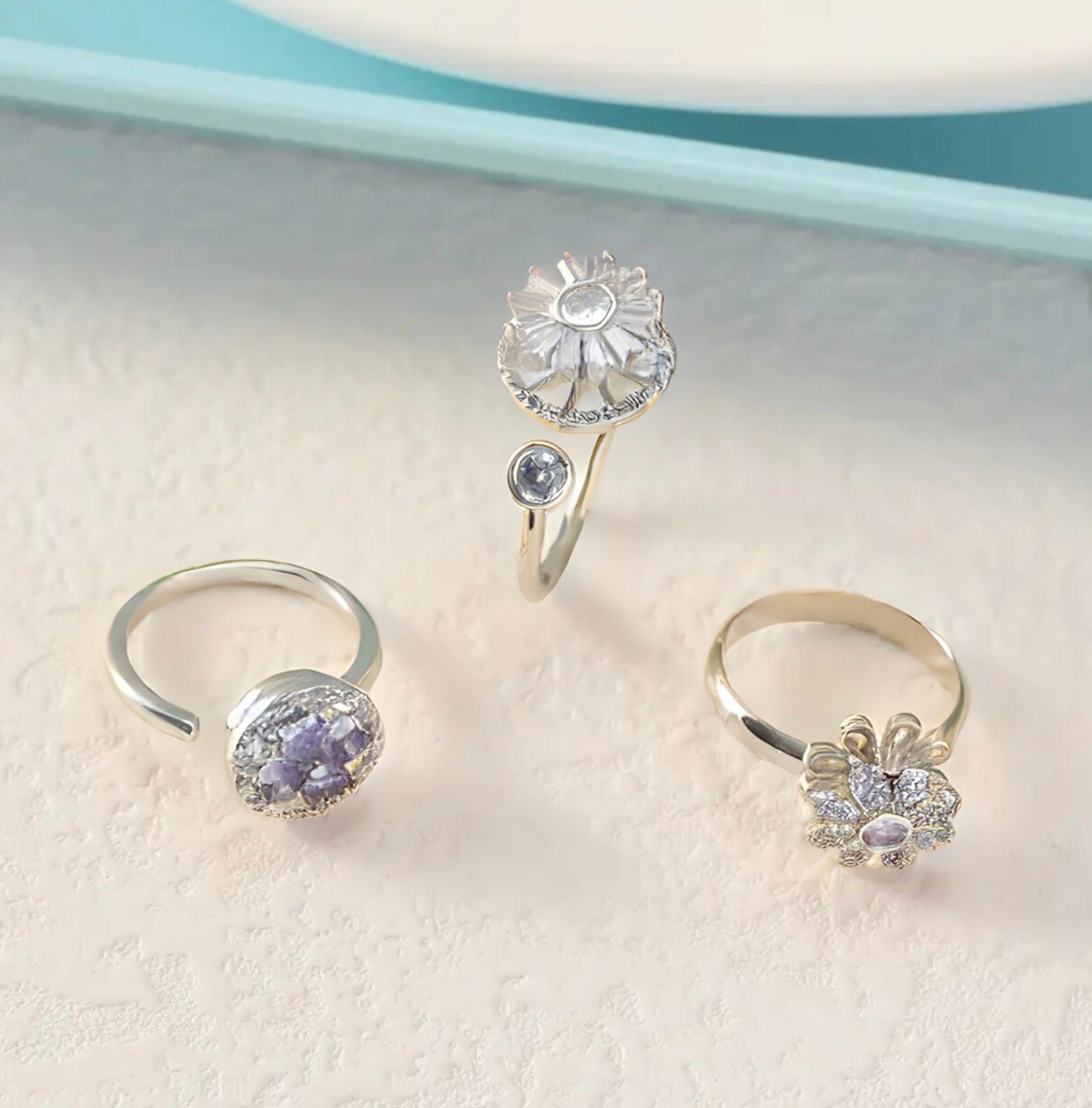 3-Pack anxiety rings flower design