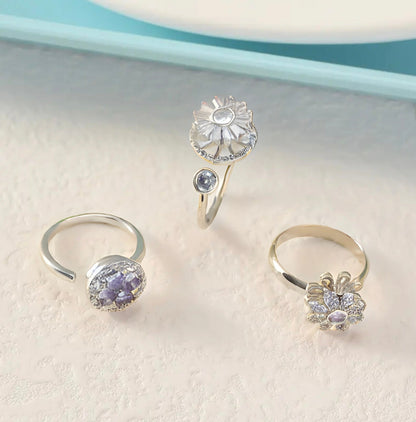 3-Pack anxiety rings flower design